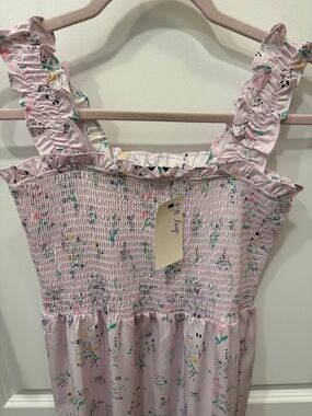 Smocked Floral Ruffle Strap Sundress - Light Pink